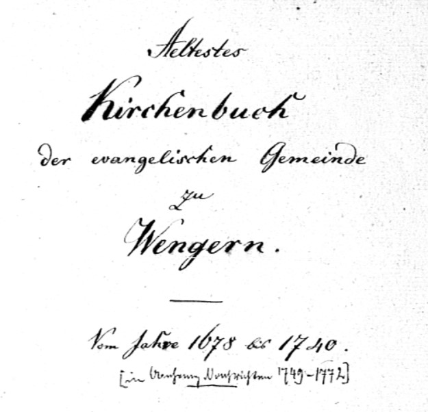 Titelseite Kirchenbuch Wengern von 1678